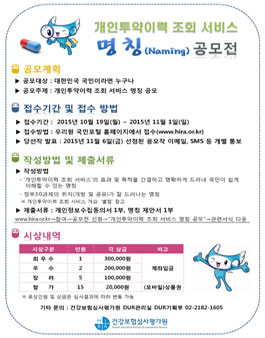 개인 투약이력 조회 서비스 명칭 공모.