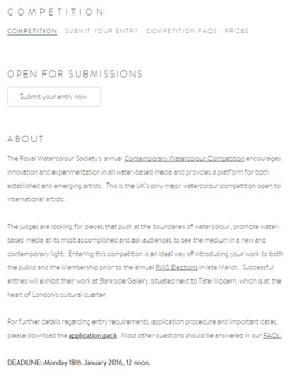 [해외] RWS Contemporary Watercolour Competition 2016.
