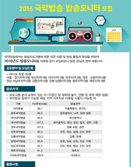 2016년도 국악방송 방송모니터 모집.