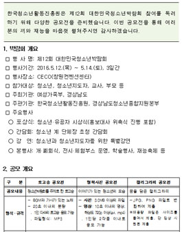 제12회 대한민국청소년박람회 사전 공모전.