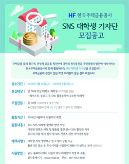 한국주택금융공사 SNS 대학생 기자단 모집.