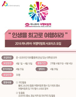 2016 하나투어 여행박람회 서포터즈 모집.