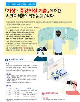 2016년 기술영향평가(가상 증강현실 기술) 시민포럼 신청 및 온라인 의견 접수.