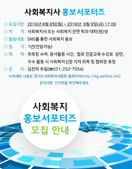 경기도사회복지사협회 홍보서포터즈 모집.