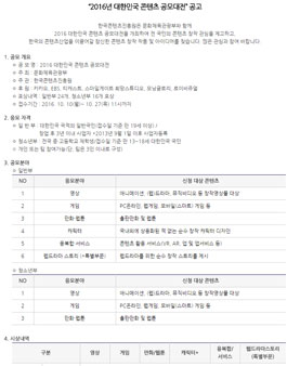 2016년 대한민국 콘텐츠 공모대전.