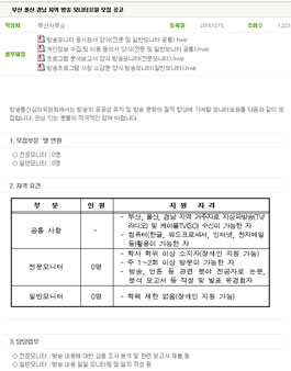 방송통신심의위원회 부산․울산․경남 지역 방송 모니터요원 모집.