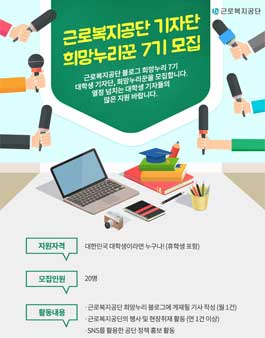 근로복지공단 기자단 희망누리꾼 7기 모집.