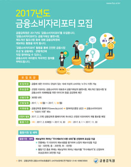 금융감독원 2017 금융소비자리포터 모집.