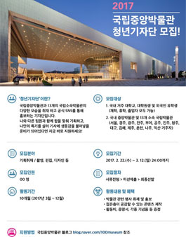 2017년 국립중앙박물관 청년기자단 모집.