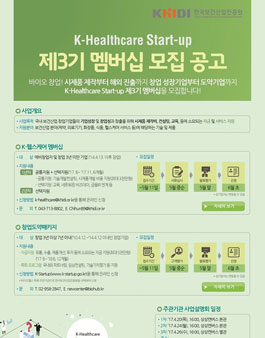 K-Healthcare Start-up 제 3기 멤버십 모집(대상:예비창업자 및 3년미만 기업).