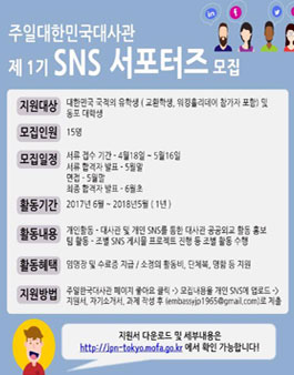 제 1기 주일대사관 SNS 서포터즈 모집.