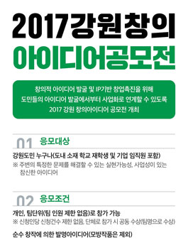 2017 강원 창의아이디어 공모전(대상:강원도민).