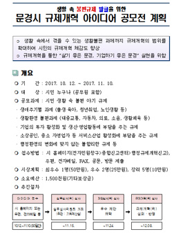 문경시 규제개혁 아이디어 공모전(대상:시민)