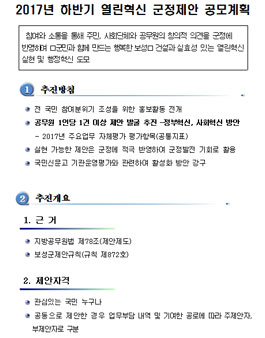 보성군 2017년 하반기 열린혁신 군정제안 공모.