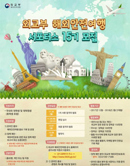 외교부 해외안전여행 서포터스 15기 모집.