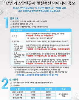 2017년 한국가스안전공사 열린혁신 아이디어 공모.