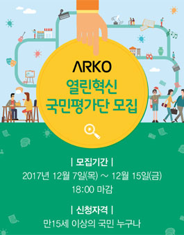 2017년 한국문화예술위원회 열린혁신 국민평가단 모집.