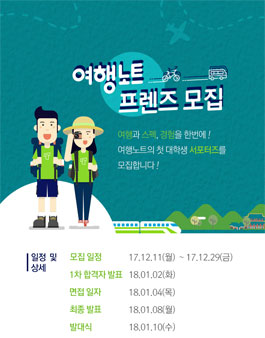 여행노트 대학생 서포터즈 프렌즈 모집.