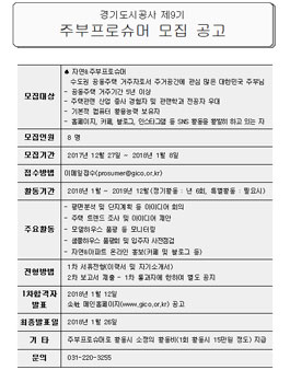 경기도시공사 제9기 주부프로슈머 모집.