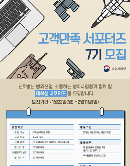 방위사업청 고객만족 서포터즈 7기 모집.