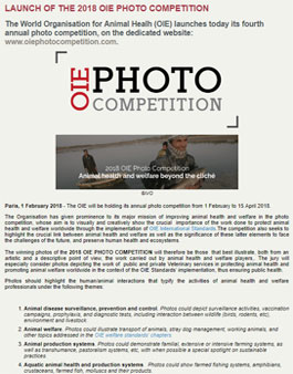 세계동물보건기구(OIE) 2018 사진 공모전.