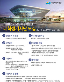 2018년 국립해양박물관 대학생기자단 모집.