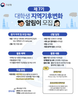 기상청 제7기 대학생 지역기후변화 알림이 모집.