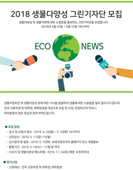 에코맘코리아 2018 생물다양성 그린기자단 모집.