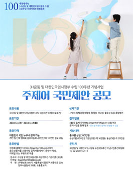 3･1운동 및 대한민국임시정부 수립 100주년 주제어 국민제안 공모전.