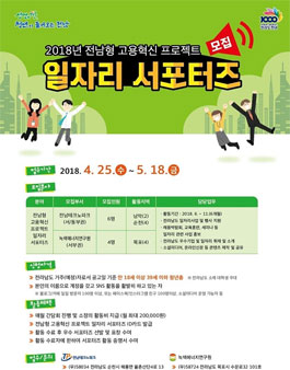 전남테크노파크 2018 전남형 고용혁신 프로젝트 일자리 서포터즈 모집.
