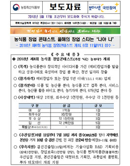 2018년 제4회 농식품 창업 콘테스트.