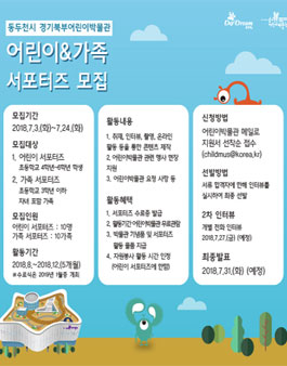 동두천시 경기북부어린이박물관 2018 하반기 서포터즈 모집.