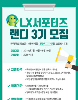 한국국토정보공사 LX 서포터즈 랜디 3기 모집.