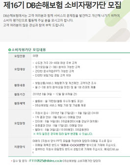 제16기 DB손해보험 소비자평가단 모집.