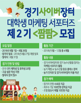 경기도 경기사이버장터 팜팜 2기 서포터즈 모집.