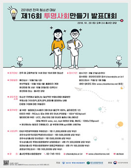 2018년 전국 청소년 대상, 제16회 투명사회만들기 발표대회.