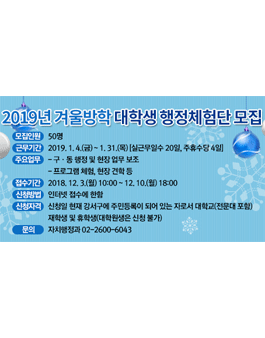 강서구청 2019 겨울방학 대학생 행정체험단 모집.