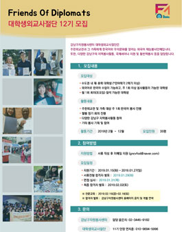 강남구자원봉사센터 대학생외교사절단 12기 모집.