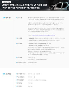 2019년 미래기술 연구과제 공모-자동차 활용 가능한 기술혁신 전분야(연구개발본부 협업).