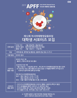 제12회 아시아태평양 금융포럼 대학생 서포터즈 모집.
