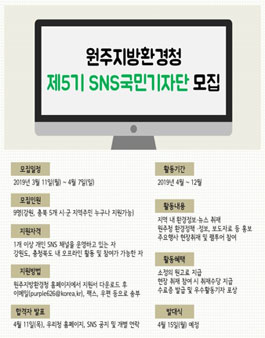 원주지방환경청 제5기 SNS국민기자단 모집.