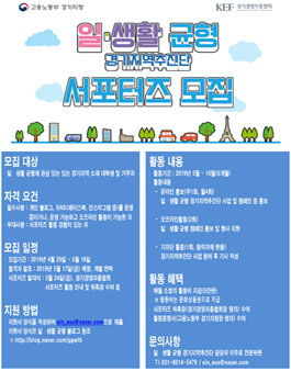 2019 일·생활균형 경기지역추진단 서포터즈 모집.
