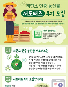 서울YWCA 저탄소 인증 농산물 서포터즈 4기 모집.