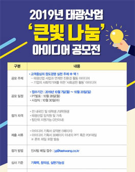 2019년 태광산업(주) 사회적 기여 실천 아이디어 공모전.