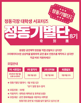 정동극장 대학생 서포터즈 정동기별단 8기 모집.