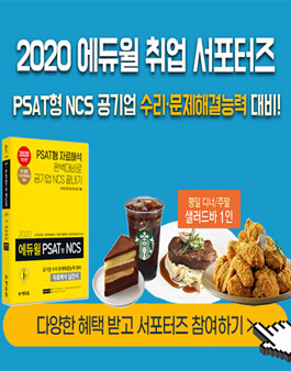2020 에듀윌 PSAT형 NCS 공기업 수리, 문제해결능력 대비 자료해석 실전서 서포터즈 모집.