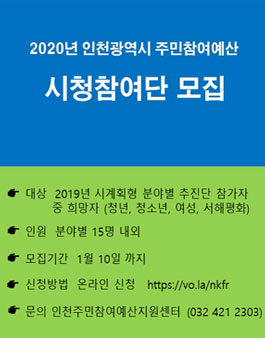 2020년 인천광역시 주민참여예산 시정참여단 모집