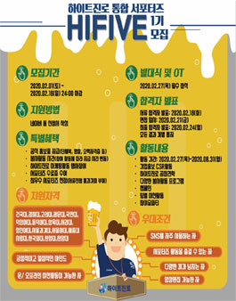 하이트진로 통합서포터즈 하이파이브(HIFIVE-서울) 1기 모집.