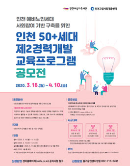 인천고령사회대응센터 인천50+세대 제2경력개발 교육프로그램 공모전.