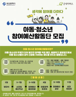 2020년 부산 아동·청소년 참여예산활동단 모집.